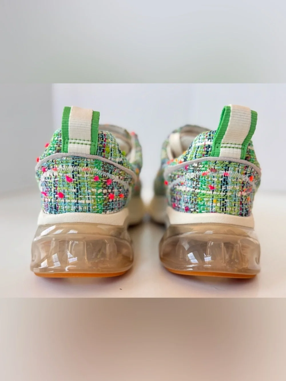 Tory Burch Women's Good Luck Trainer Sneakers Tweed Blue Green Size 8 - Picture 8 of 12
